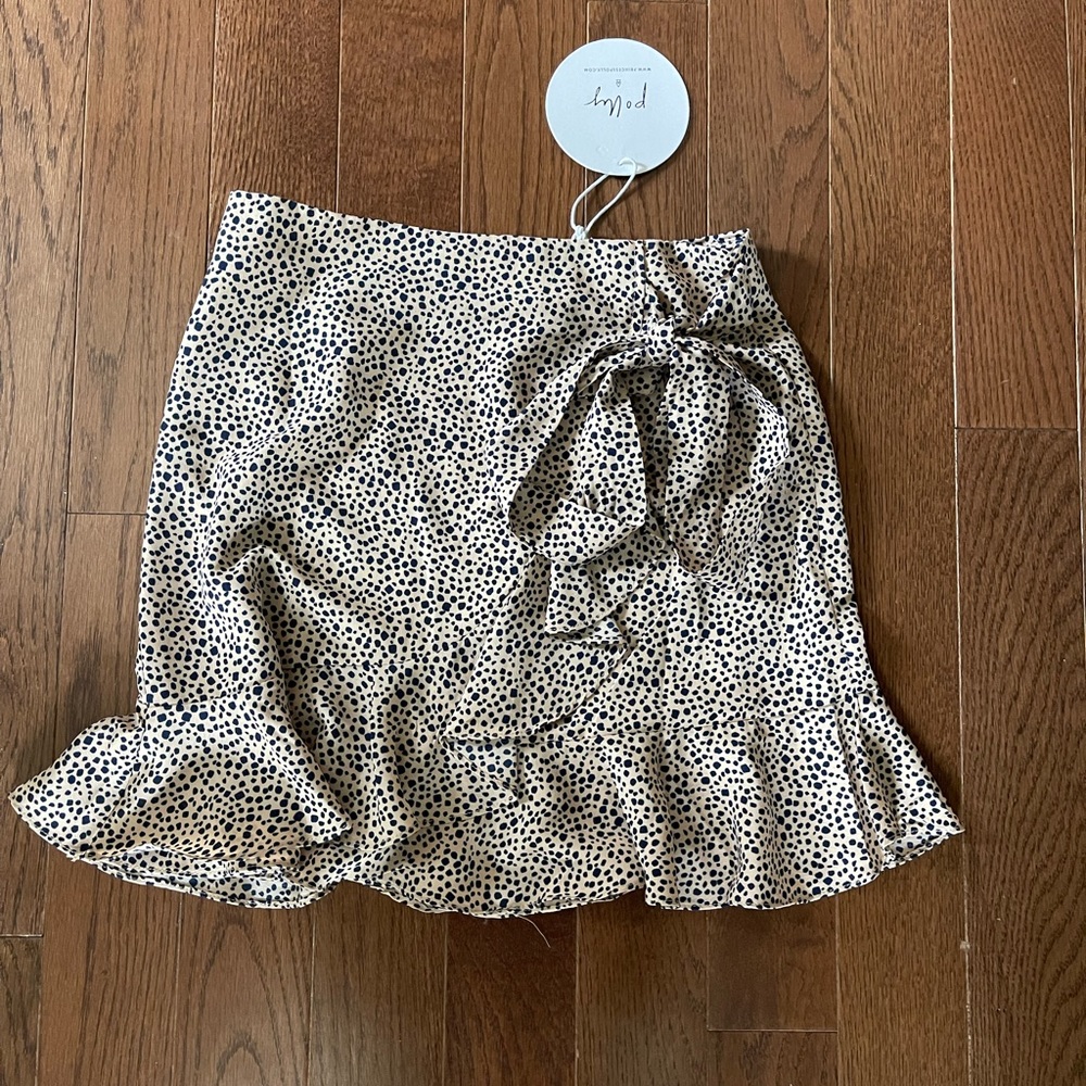 Oh Polly mali mini skirt tan and blue NWT